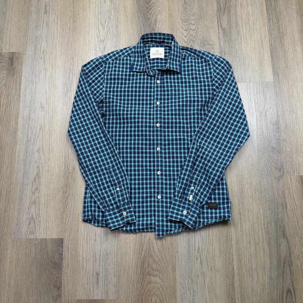 Scotch & Soda Shirt Mens Medium Blue Check Long Sleeve Button Up Cotton Casual